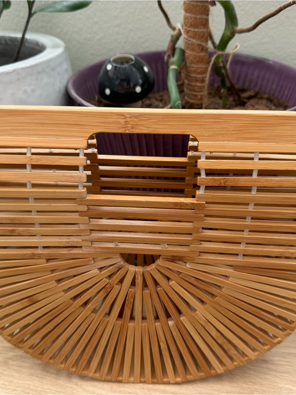 Bamboo Half-Moon Handbag - Natural